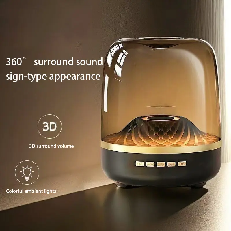 Bluetooth Speaker with 360° Surround Sound Sign-Type Appearance & Colorful Lights Portable Wireless Long-Lasting Battery for Home Party Outdoor Travel Beach Stocking Stuffers White Elephant Gifts for Adults Black