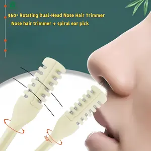 2-in-1 (6-pack) nose hair trimmer, upgraded double-sided nose hair cutter, 360° nostril hair removal tool, portable nose hair trimmer for men and women, soft cleaning brush (cream)