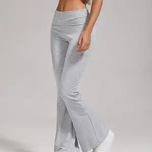 2025 Casual Workout Women's Low Waist Bell-Bottom Pants Sportswear Yoga Trousers Waist Wide Leg Pants