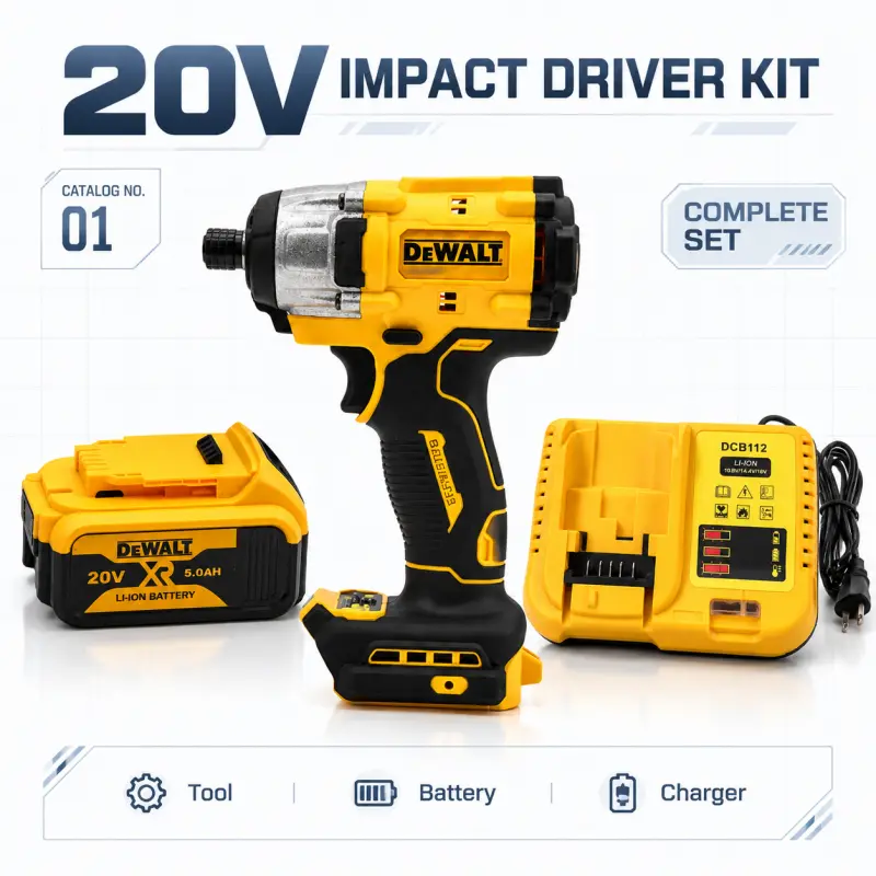 []DEWALT Yellow Cordless Impact Driver Kit, Powerful Screw Fastening Tool, Durable Metal and ABS Housing, Compact Lightweight Design, Electric Screwdriver for DIY, Woodworking, Home Repair and Construction