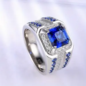 Men's 925 Sterling Silver Square Cut CZ Ring - High-Quality, Durable, Multi-Functional for Business Dress, Any Occasion