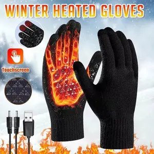 Heated Gloves Electric Rechargeable Battery Hand Warm Windproof Thermal Winter Unisex Touchscreen Compatible Skiing