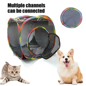 Durable Cat Shelter Outdoor Cat Cube Tent Playhouse for Pets Mesh Folding Pop Open Playpen for Puppy Kitten Bunny Ventilated