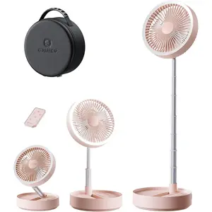 Portable Pedestal Fan 16000mAh  [Max 74h Runtime], Foldable Oscillating Standing Fan, Collapsible Desk Fans, LED Light, Case & Remote Control, 4 Speeds for Outdoor Travel Camping ()