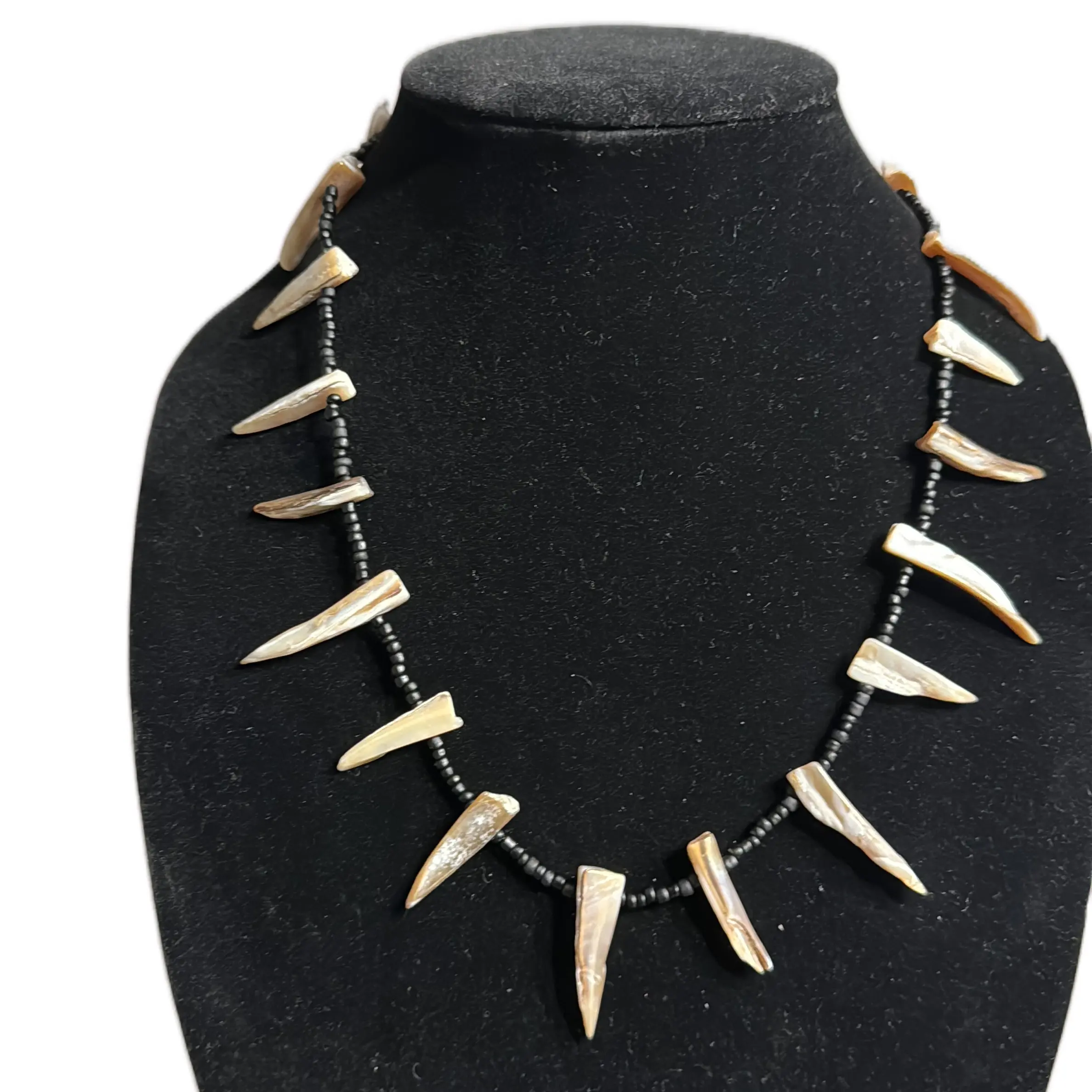 Seashell And Black Bead handmade necklace
