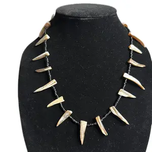 Seashell And Black Bead handmade necklace