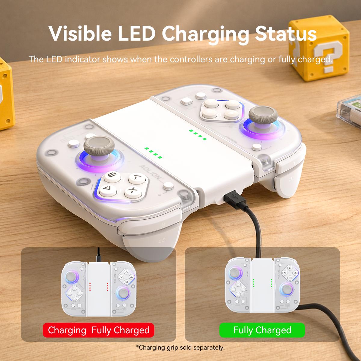 AOLION J20 Detachable Handheld Controller for Switch – Designed for Switch & Switch OLED Handheld Mode, Bluetooth Compatible with Switch 2, Hall Effect Joysticks, RGB Lighting, Clicky Mechanical Buttons, Motion Control, Ergonomic Grip, Transparent Shell AOLION J20 Detachable Handheld Controller for Switch – Designed for Switch & Switch OLED Handheld Mode, Bluetooth Compatible with Switch 2, Hall Effect Joysticks, RGB Lighting, Clicky Mechanical Buttons, Motion Control, Ergonomic Grip, Transparent Shell