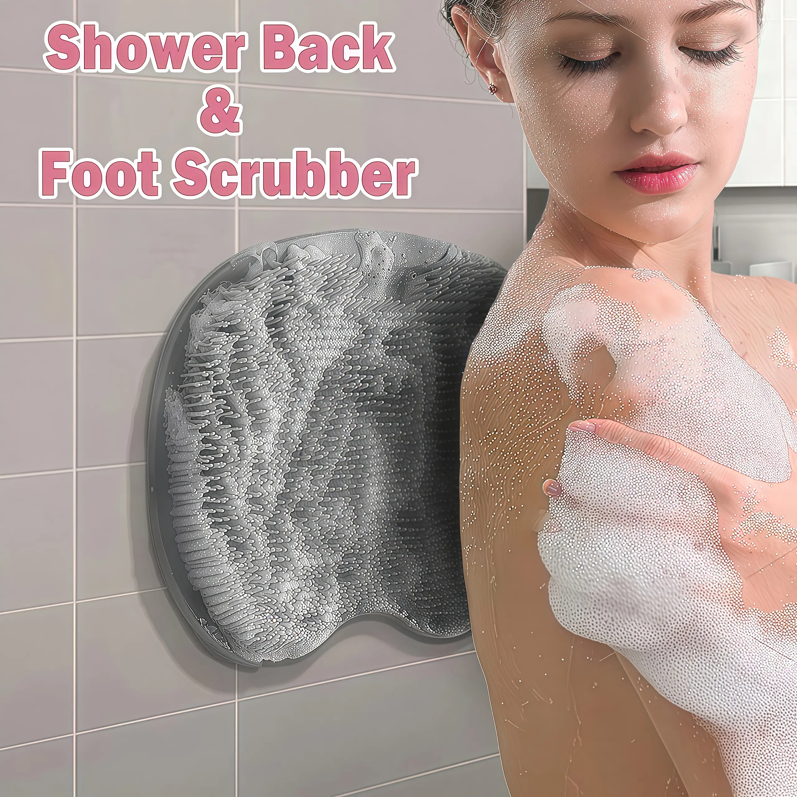 Bathroom Suction Cup Silicone Scrubbing Pad - Hands-Free Back Scrubber, Ft Dead Skin Remover, Anti-Slip Shower Massage Tool, Wall-Mounted Mud Scrubbing Accessory