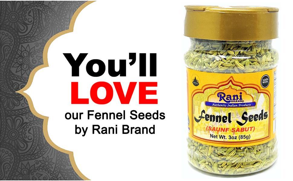 Rani Fennel Seeds (Saunf Sabut) Whole Spice 3oz (85g) PET Jar ~ All Natural | Gluten Friendly | NON-GMO | Kosher | Vegan | Indian Origin