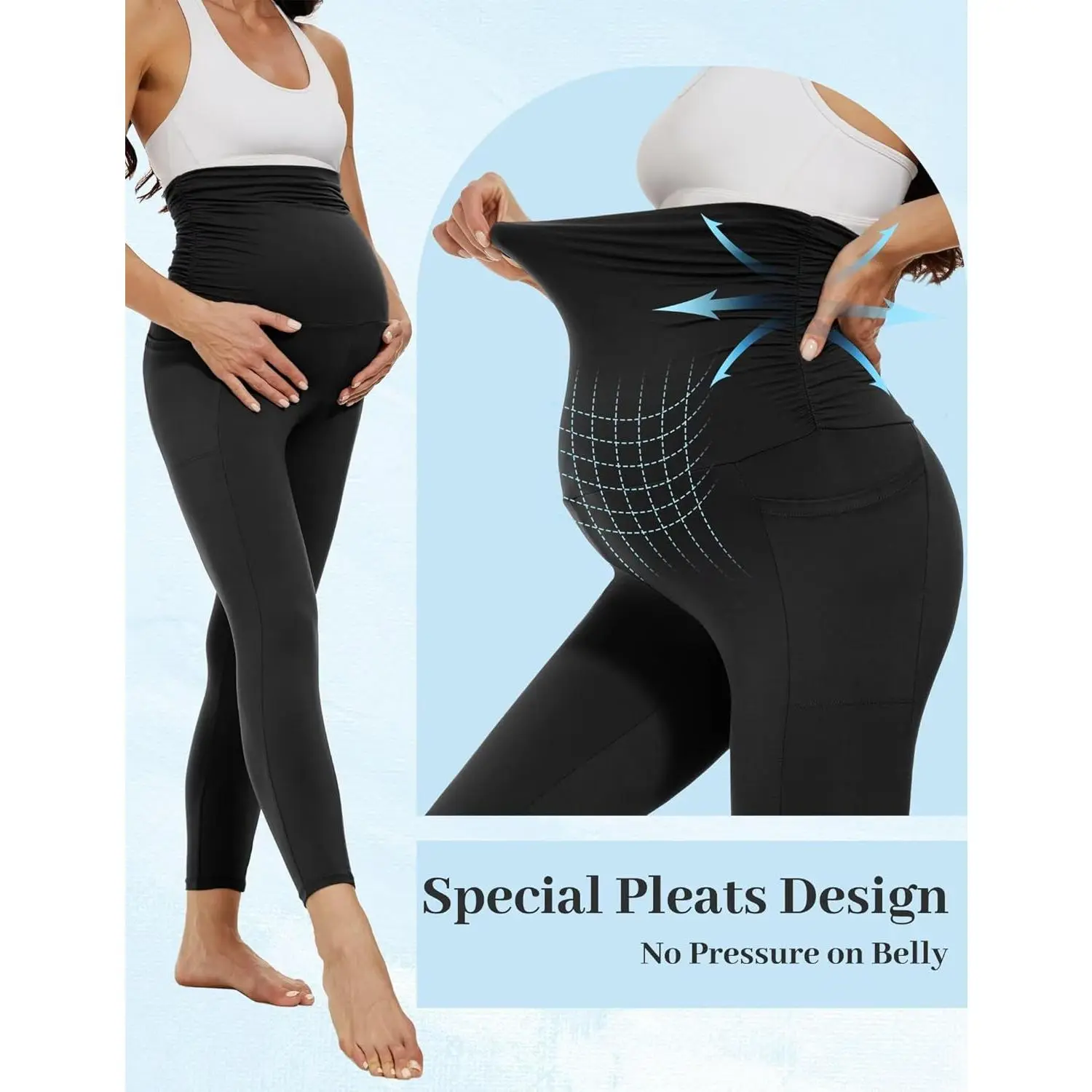 2/3/4 Pack Maternity Leggings With Pockets Over The Belly,Womens Pregnancy Workout Yoga Active Soft Tights Pants 2/3/4 Pack Maternity Leggings With Pockets Over The Belly,Womens Pregnancy Workout Yoga Active Soft Tights Pants
