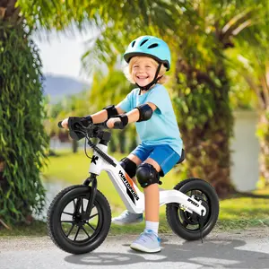 YUNTOPKIDS(Electric Balance Bike for Kids) 150W Electric Bike, 12 Inch Tire with Adjustable Seat for Ages 3-5, Up to 5.6 Miles, 3 Speed Modes & Rear Disc Brake, Lightweight Ride On Toy for Kids (White).