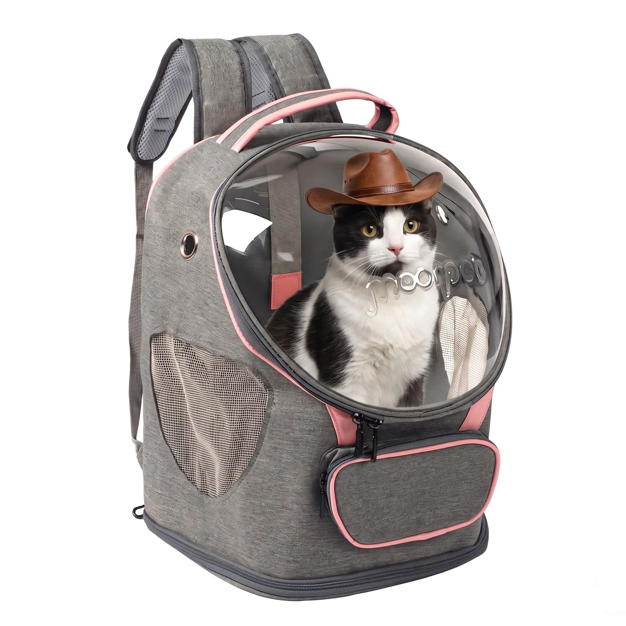 Transparent Space Capsule Cat Carrier, Bubble Backpack with 360° View, Breathable Pet Travel Bag, Comfortable Padded Shoulder Straps, Sponge Cushion, Perfect for Cats & Small Dogs, Airline Friendly,  Pet Adventure Gear,Safe Carriage Harness