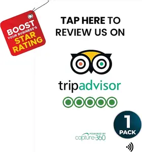 Capture360 TripAdvisor NFC Review Card - Digital Business Signage, Acrylic Desk Display, Customizable NFC Tag for Effortless Feedback Collection, Quick Activation, Small Business Compatible