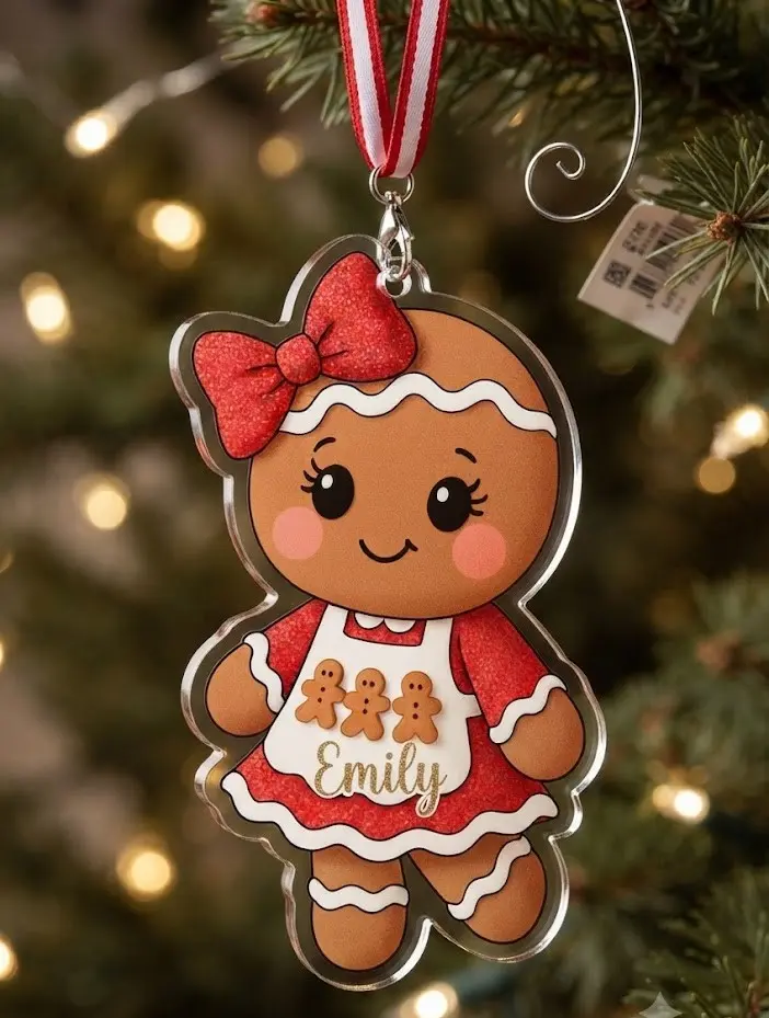 Personalized Gingerbread Girl Ornament, Custom Gingerbread Man Keepsake, Holiday Cookie Decor