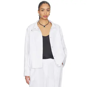AEXAE Linen Bomber Jacket in White
