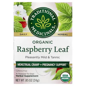 Traditional Medicinals Organic Raspberry Leaf, Caffeine Free, 16 Wrapped Tea Bags, 0.85 oz (24 g)