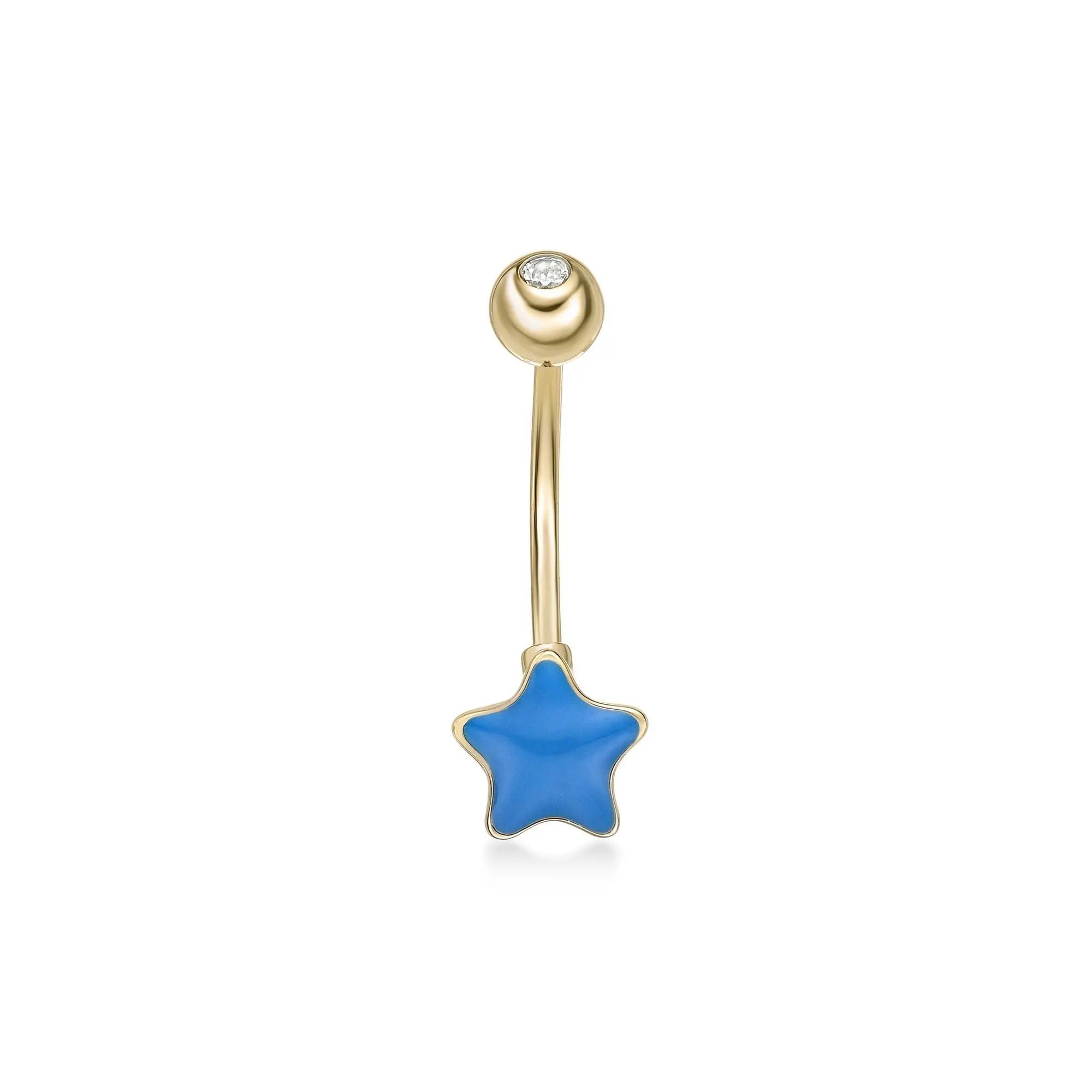 Blue Star Enamel Belly Ring - 16G