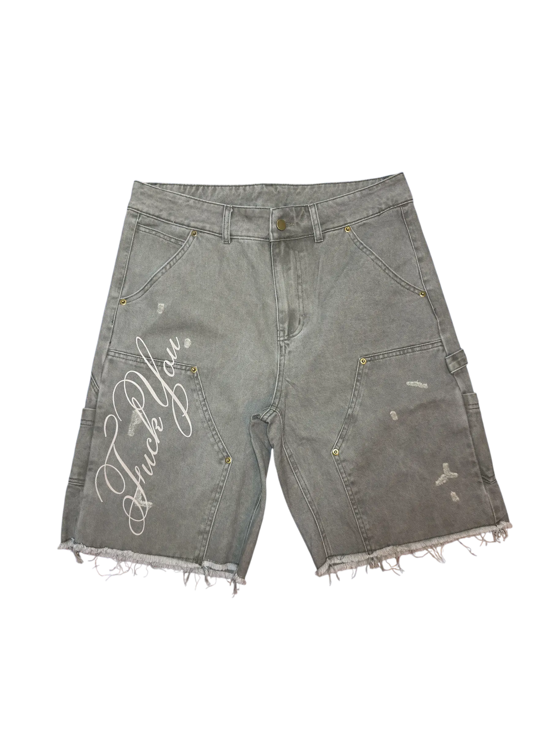 VINTAGE GREEN ‘F-You’ Carpenter Jorts