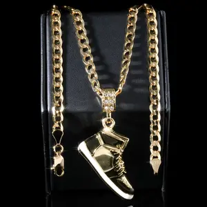 A1r Black Space 1ns Basketball Charm Pendant | 14K Cuban Chain Necklace Gold Plated Fashion
