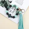 Cross Silicone Bead Bracelet Keychain, Leopard Print Beaded Tassel Design, Religious Theme Car Key Holder, Women's Bag Charm Gift Keychain Accessory #GLOBAL PICKS