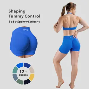 Dfyne Women Seamless Impact Shorts, High Waist High Stretch TikTok Viral Gym Fitness Shorts for Girls