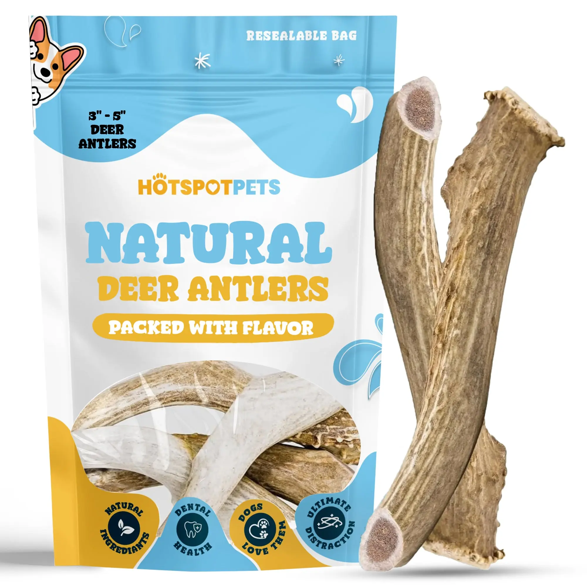 All-Natural Deer Antler Dog Chews, High Protein Treats for Canine Chewing Needs