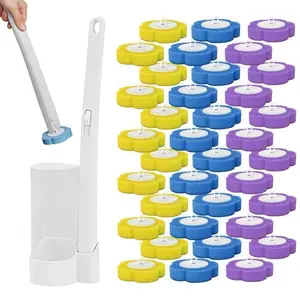 Disposable Toilet Brush Set with Detachable Head, Portable Durable Plastic Design for Bathroom & Toilet Cleaning System, Hygienic One-Time Use