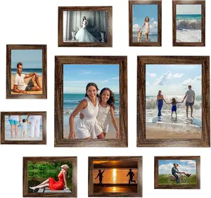 Picture Frames set with Two 11x14, Four 8x10, Four 5x7 Gallery Wall Frame Set,Collage Picture Frame,10 pack Farmhouse  Photo Frames for living room Wall Gallery Decor or Desk,Brown
