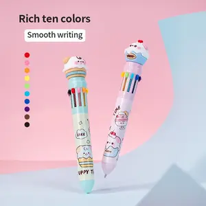 Push Ten Color Ballpoint Pen, Multicolor Rainbow Pen, Essential for Handwriting, Office School Markers, Student Gift Style