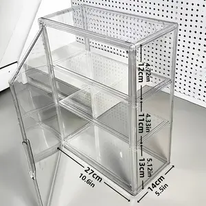 3-Tier Transparent Display Case with Magnetic Door - Heavy-Duty Acrylic Construction, No Assembly Required - Modern Design for Stores, Home Offices, and Collectibles - Space-Saving Organizer, Ideal for Thanksgiving, Christmas, Valentine's Day, and