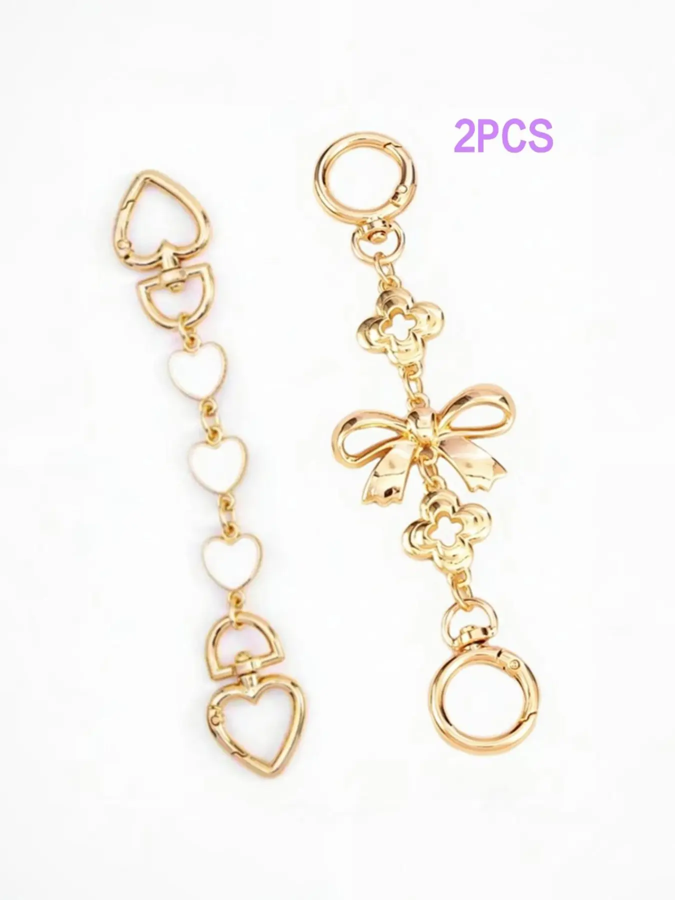 2PCS Gold Bow Bag Extender Chain, Bag Chains For Handbags, Metal Purse Strap Extender Handbag Accessory Handbags Purses Charms, Purse Strap Extenders for Handbags Crossbody Bag Charms Accessories Handbag Extension Bow Design