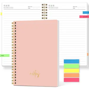 A5 Coil Notebook with Colorful Stickers, Thick Lined Pages, Waterproof Transparent Cover, Diary Meeting Study Journal, Office Supplies