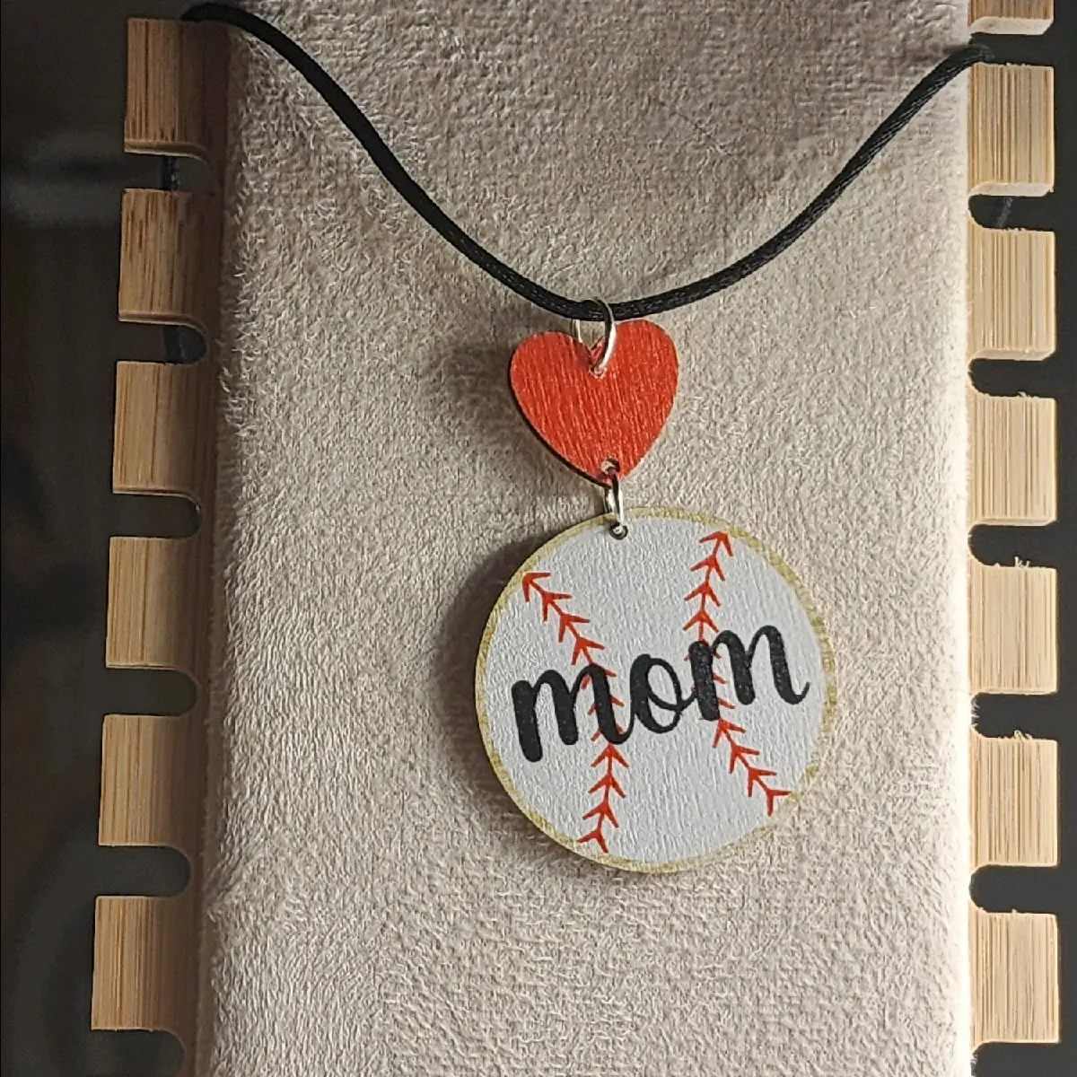 Baseball Mom Necklace for Female - 18-in Fabric Adjustable Chain, Intricate Pendant, Ideal for Cheering on Child, No Redundancies, Gets Compliments from Fellow Baseball Moms, Choking Hazard Is A Small Ball