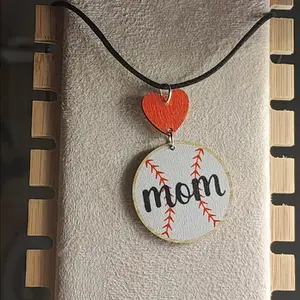 Baseball Mom Necklace - 18-inch Fabric Adjustable Chain with Intricate Pendant for Proud Baseball Moms