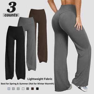 NVWA Women's High-Waisted Stretchy Pants - Soft Knitted Bare Feel, V-Shaped Back Seam, Straight Leg with Slightly Flared Hem, Clean Aesthetic Casual Lounge Pants for Everyday Women's Clothes & Yoga