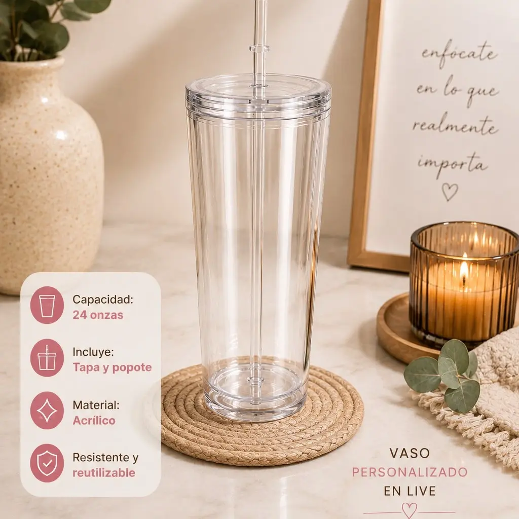 Vaso acrilico personalizado de 24 oz