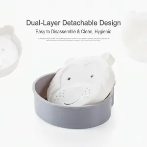 Self-Draining Soap Dish with Drainage Holes, Lovely animal shaped tray holds soap and cleaning sponge steadily