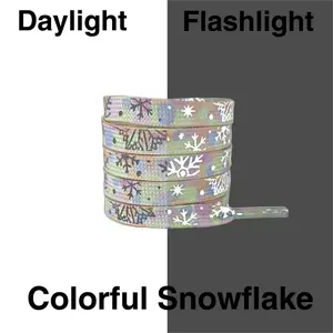 GLOW in the DARK SnowFlakes in Dyed Flat Colorful Aesthetic  Shoelaces style Shoe Laces for Sneakers/Reflective Shoe Laces，Vibrant Shoelaces for Fun, Cool Design for Nike, Converse and more brand Footwear Comfort Casual Retro Bedroom Decor