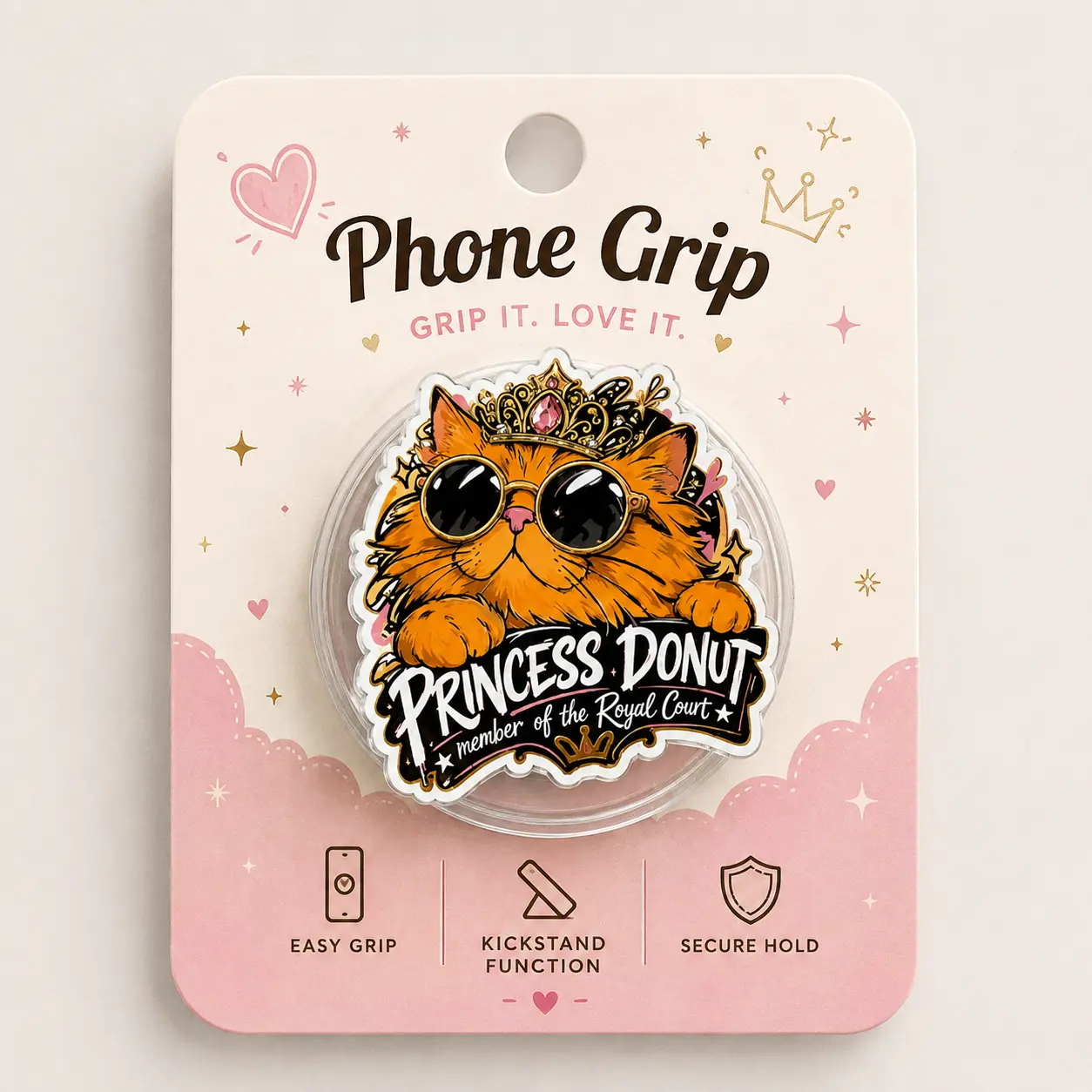 Orange Cat Magnetic Phone Grip Stand, Fall Pumpkin MagSafe Compatible Phone Holder, Funny Royal Cat Kindle Grip, Autumn Gift for Cat Lovers Acrylic Aesthetic