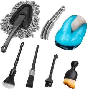 THINKWORK Car Interior Cleaning Kit, Car Duster Interior Detail Brush, Including 6-Piece Car Detailing Brush Set, Complete Auto Accessories for Women and Men Gift