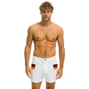 MEN'S HORIZONTAL 5 STRIPE FLEX SHORTS - WHITE
