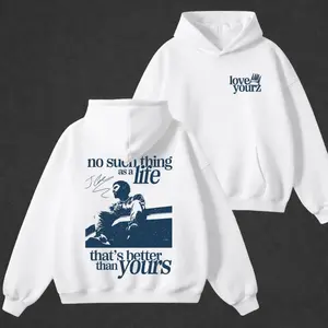 Hip-hop Lyrics Men's Loose-Fit Hoodie - "Love Yourz" J. Cole Vintage Print Pullover Sweatshirt, warm and comfortable, a spring fashion item