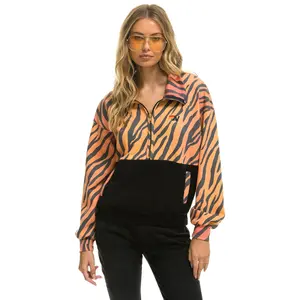 FLEECE UNISEX HALF ZIP COLOR BLOCK JACKET - TIGER