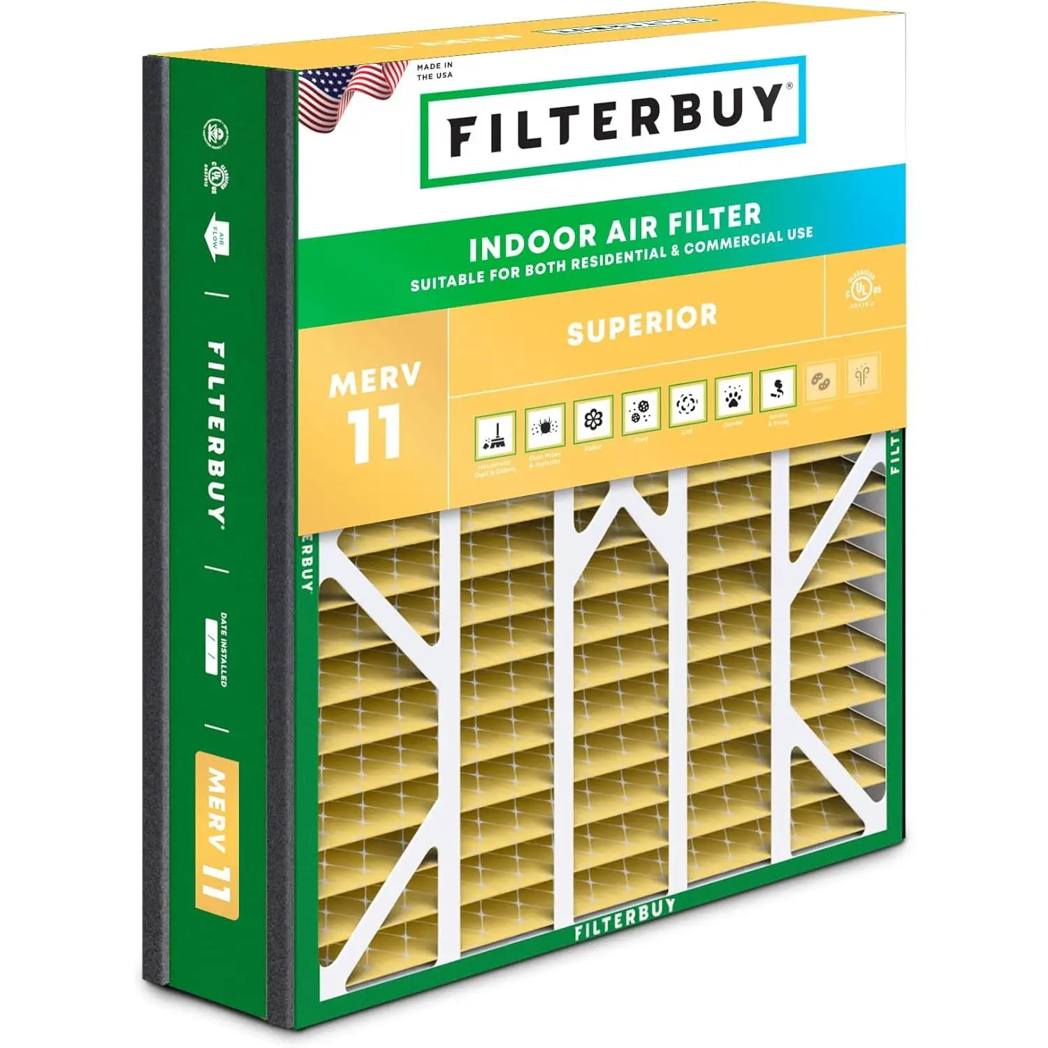 Filterbuy 20x20x5 Air Filter (1-Pack), Pleated MERV 11 Allergen Defense HVAC AC Furnace Air Filters for Trion Air Bear 255649-103 & More