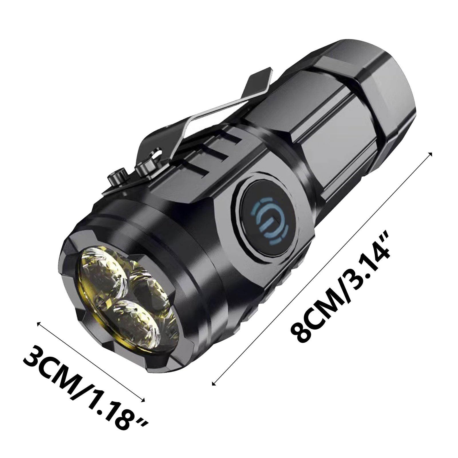 Mini Rechargeable Flashlight with Magnetic Base, Super Bright Compact EDC Flashlight 5 Modes, Portable Small Pocket Light for Camping Emergency (1 Pack, Black)