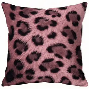 1 Piece Pink Leopard Print Throw Pillow, Leopard Pattern Decorative Accent Cushion, HD Digital Print, Soft Breathable & Fade Resistant, Hidden Zipper Design Stylish Decor Pillow, 18×18 Inch, Perfect for Sofa, Recliner, Bedroom and Living Room Home Decor