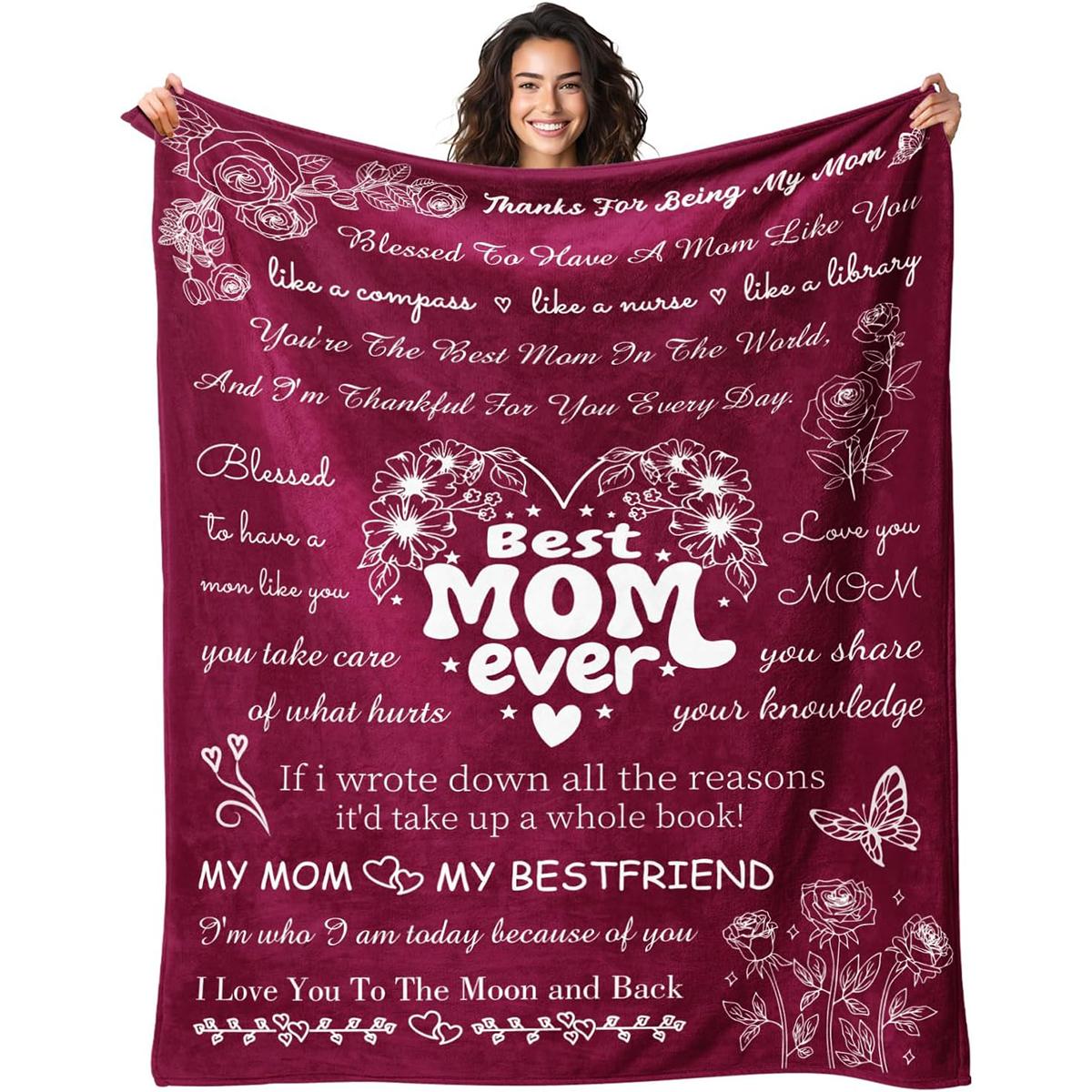 To Mom Throw Blanket for Mom, Gifts for Mom, Soft Comfortable Warm Throw, Air-conditioned Room Warm Nap Blanket for Home Office Travel, Heartfelt Gift Blanket, Bedroom Accessories, Christmas Gift, Birthday Gifts for Mom