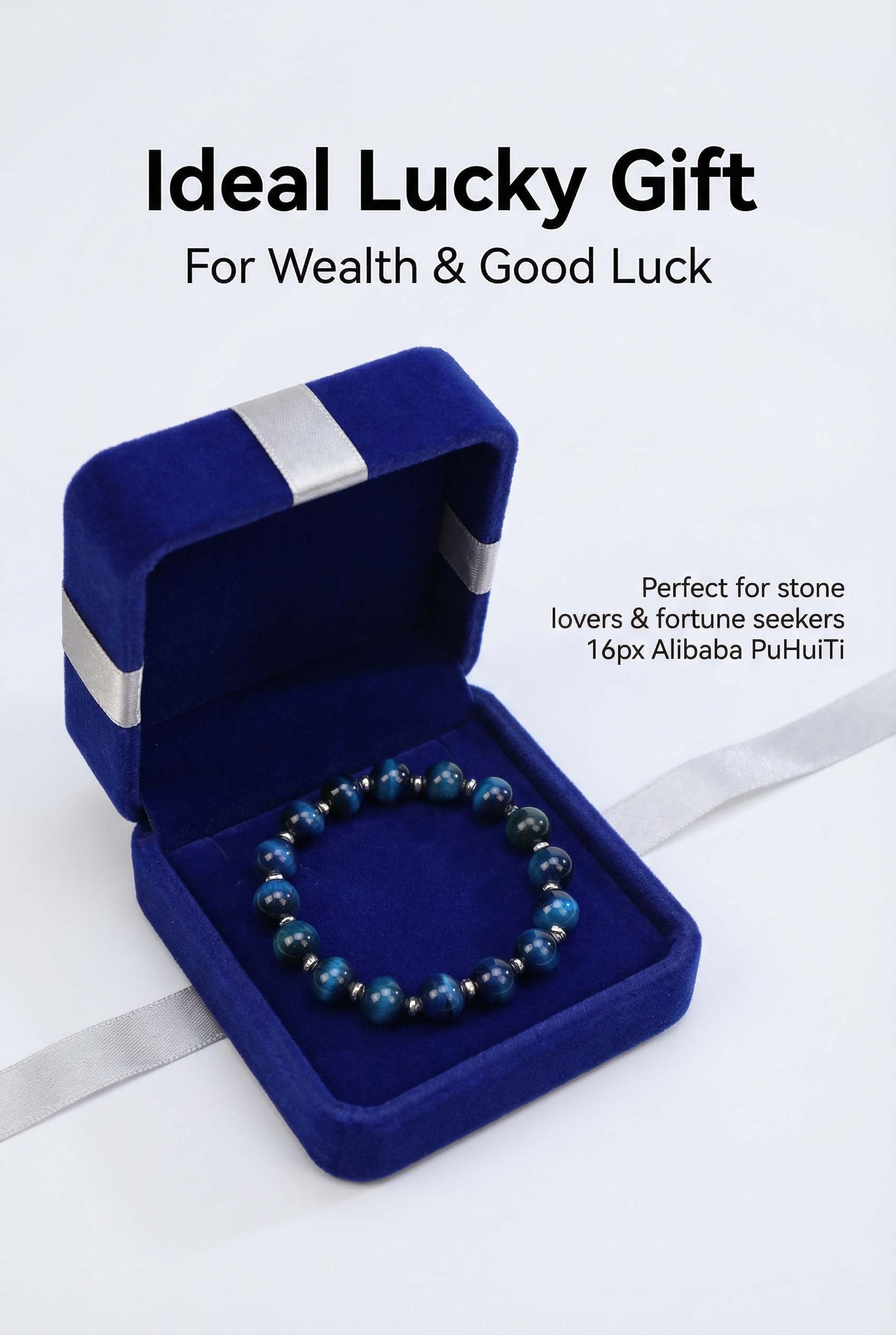 12mm Large Natural Blue Tiger Eye Beaded Bracelet Lucky Wealth Protection Jewelry Gift