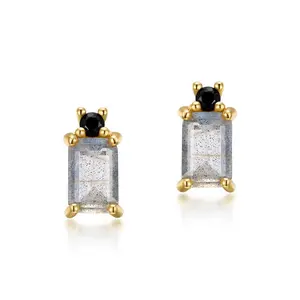 Labradorite Dainty Radiant Stud Earrings