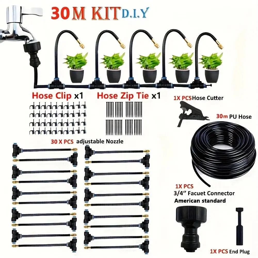 1 Set – Universal Automatic Drip Irrigation Kit (Western Style) | Outdoor Gardening Misting & Watering System | Supports Plant Spraying and Automated Irrigation | Suitable for Gardens, Greenhouses, Lawns, and Balcony Potted Plants | Self Watering System